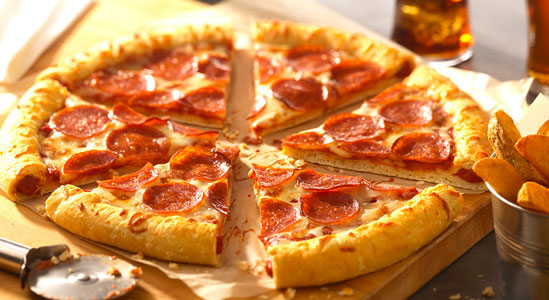 Stuffed crust pepperoni pizza