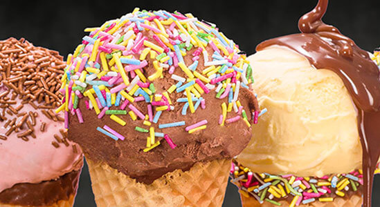 Different ice cream cones